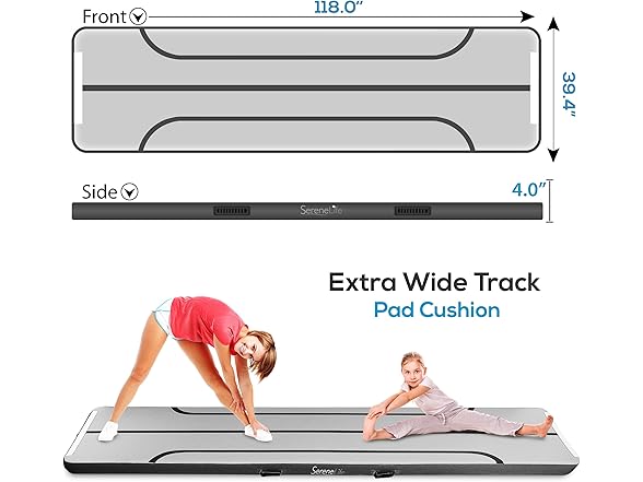 SereneLife Inflatable Gymnastics Mat 9.8 ft Air Track Tumble Mat - Gallery 2