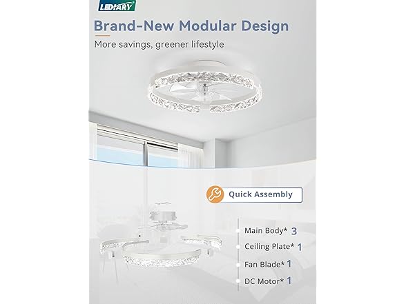 LEDIARY 20In Low Profile Ceiling Fan