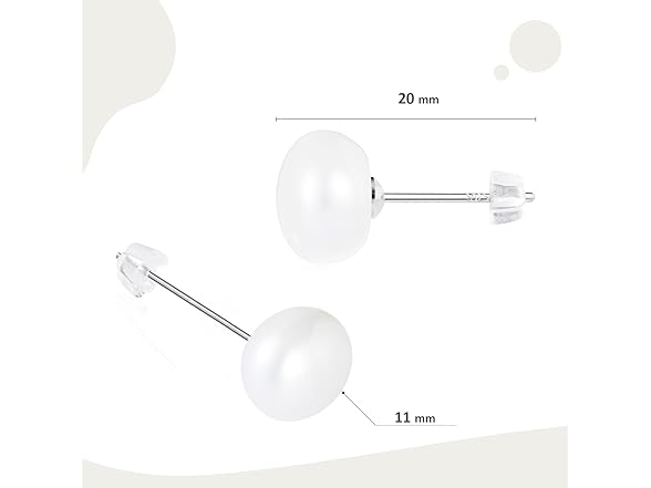 Generic Silver Pearl Stud Earrings 11mm