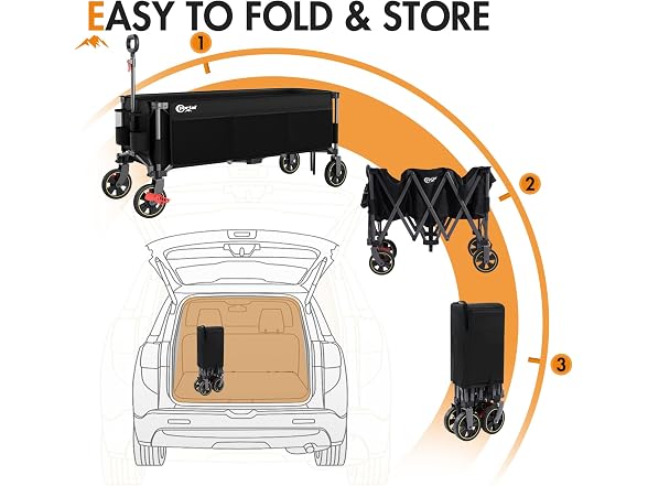 Portal 51.2" Black Foldable Wagon Cart - Gallery 7