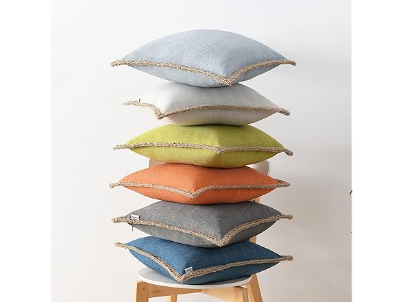 Set of 2 Burlap Linen Pillow Covers