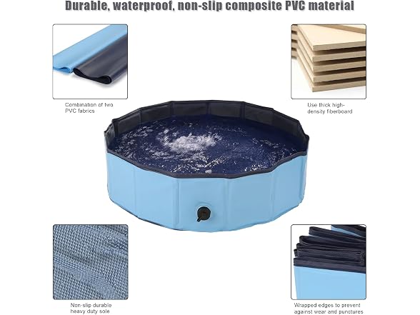 OWNPETS Foldable Pet Pool with Bath Brush, C