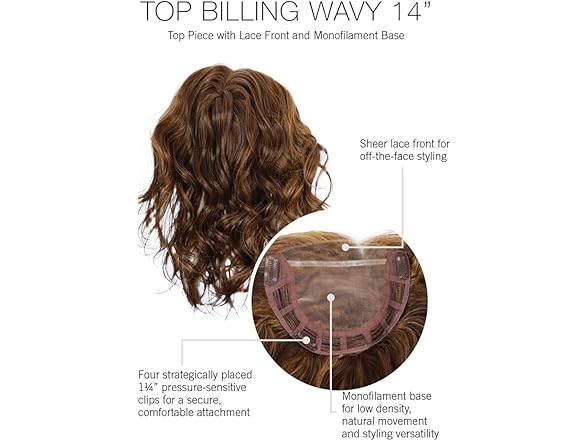 Raquel Welch 14" Wavy Top Billing Top-of-The-Head Hairpeice