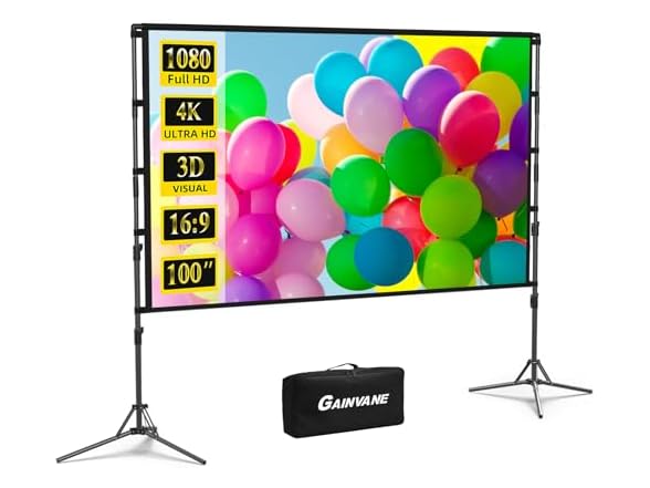 100" Portable Projection Screen w/Stand