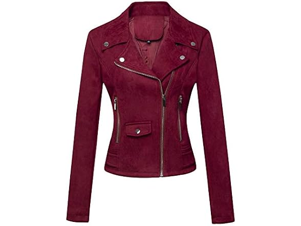 Chartou Women (L) Slim Notched Collar Faux Jacket