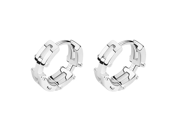 Rhodium Biker Hoop Earrings