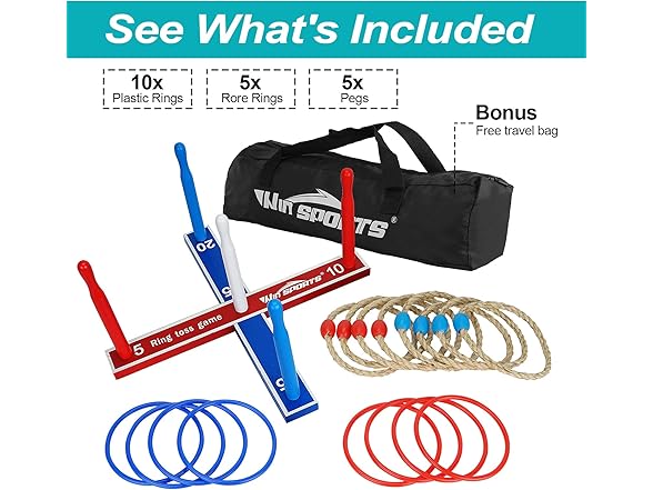ISANCHA Wooden Ring Toss Game Set Kids