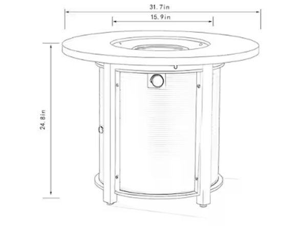 Amity 31.7" Black Round Fire Table Steel Lid