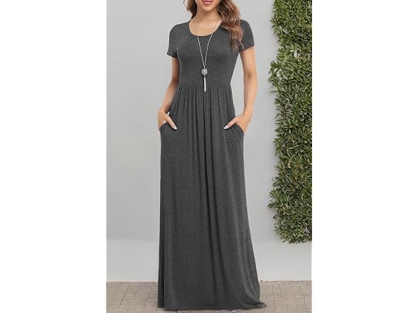 Viishow Women (L) Short Sleeve Loose Pockets Grey