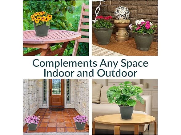 Sunnydaze Round Ceramic Planter - Set of 2