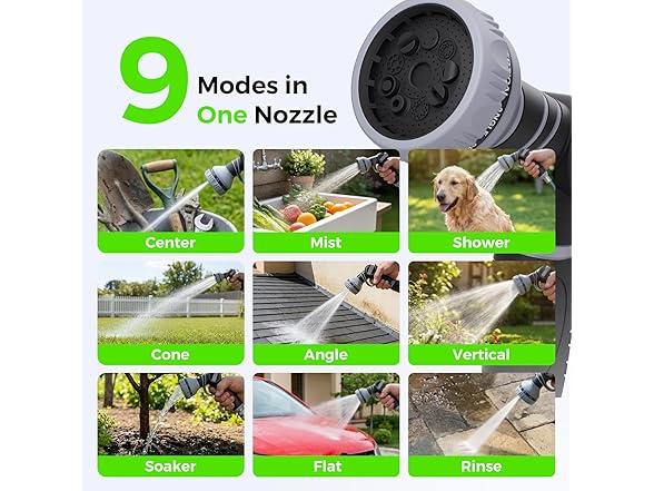 Retractable Garden Hose Reel 5/8 in x 100 ft, Heavy Duty Wall Mounted Water Hose Reel with 9-Pattern Nozzle, Any Length Lock, Automatic Slow Return System, 180° Swivel Bracket, UV Resistant (Open Box)