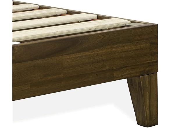 East West King Platform Bed Frame-Walnut