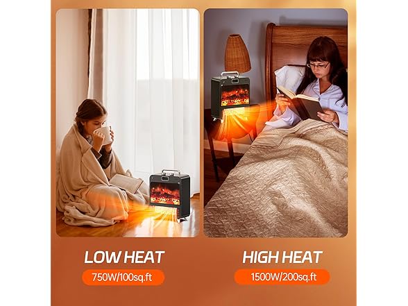 Feculs 3-IN-1 Electric Fireplace Heater