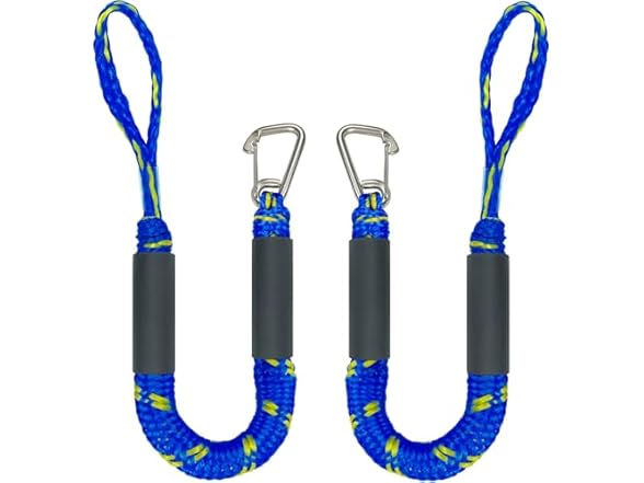 Geelu 2ft Bungee Dock Lines, Blue/Yellow