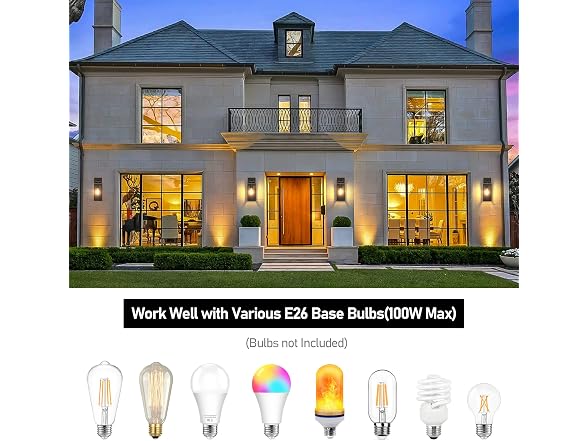 BesLowePorch Lights Black with Gold Trim 2 Pack