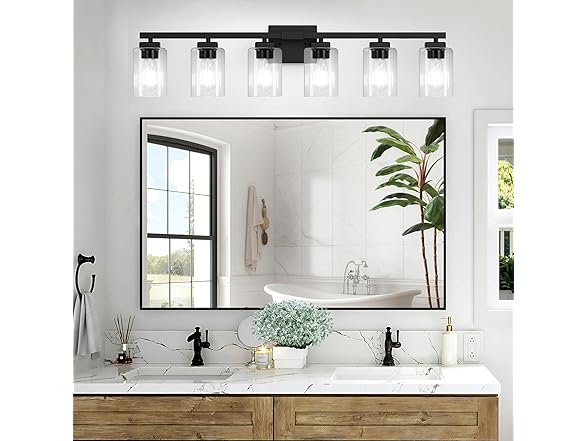 BesLowe 37" 6-Light Bathroom Light Fixture, Black