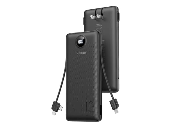 VEGER 10000mAh Power Bank w/Wall Plug