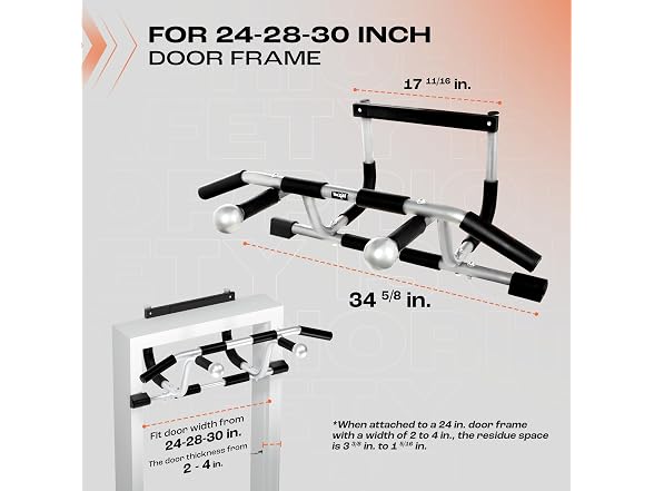 Yes4All Door Pull Up Bar 300lb Gray