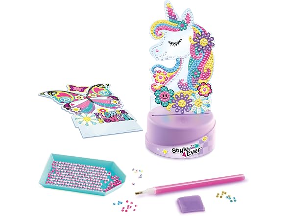 Style 4 Ever Diamond Art Unicorn or Butterfly Lamp Set