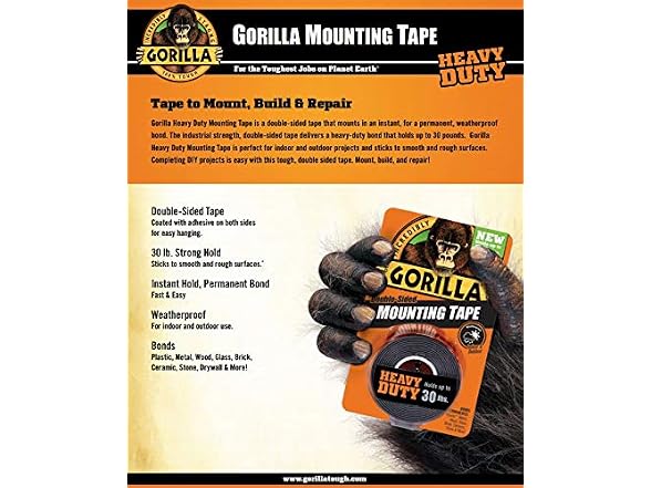 GORILLA Double Sided Mounting Tape - 1" x Black