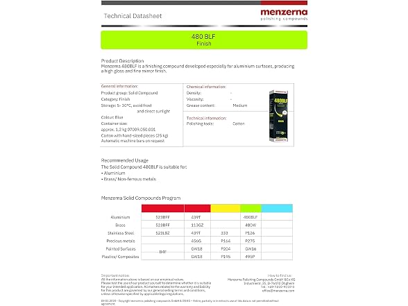 Menzerna 480BLF Blue Final Finish Rouge