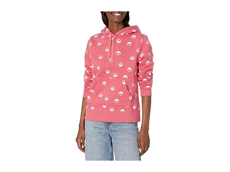 Amazon Essentials Disney | Marvel | Star Wars | Princess Women's Fleece Pullover Hoodie Sweatshirts (Available in Plus Size), Pink Star Wars Rebel, 5X