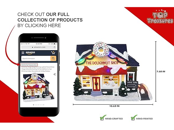 Top Treasures Doughnut Shop Snow Village