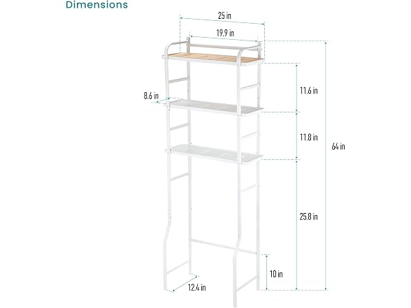 Home Zone Living CAD6238U Over the Toilet Organizer