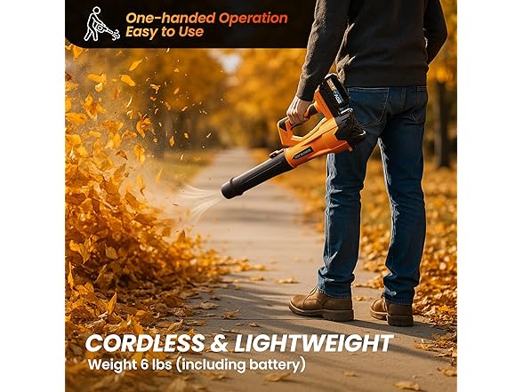 Cordless Leaf Blower 4.0Ah Battery 6Spd