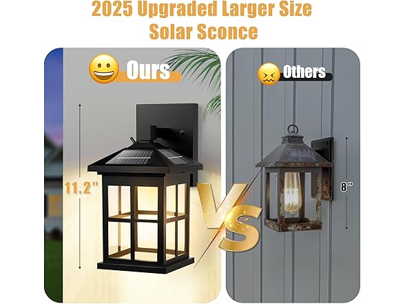 TOWPONICS Solar Wall Lights Outdoor, 2 Pack, Black