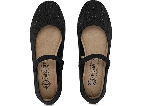 Harborsides Womens Round Toe Strap Flats