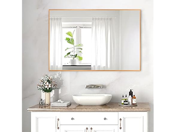 NeuType Wall-Mounted Mirror,Gold 36"x24"