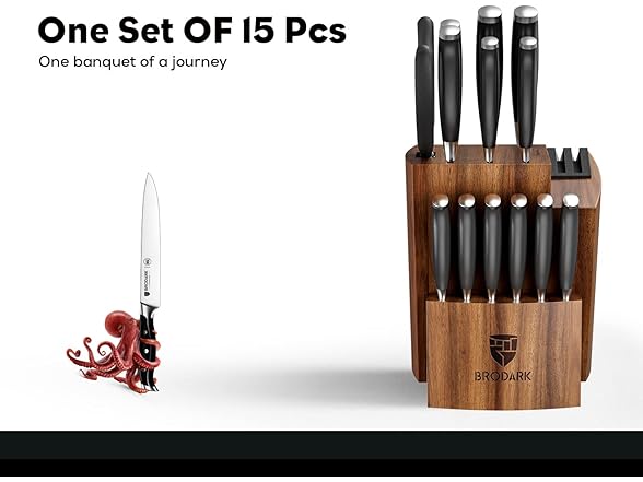 Brodark Professional Chef Knife Set with Sharpener