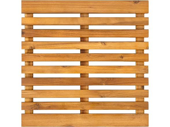 JONATHAN Y Acacia Wood Slat Bath Mat 2x2