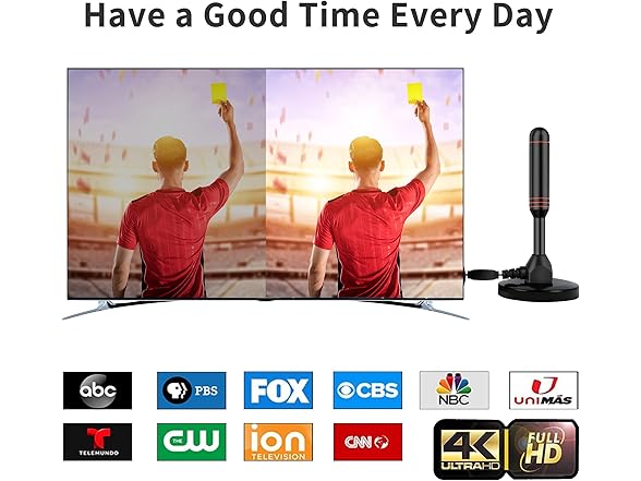 EXOVOW Indoor TV Antenna with 2 Signal Boosters