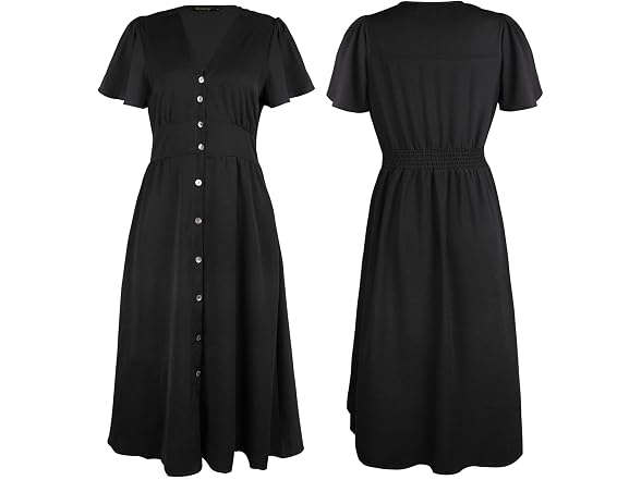 Roylamp Women (XL) Button Up Split Dress V Dress