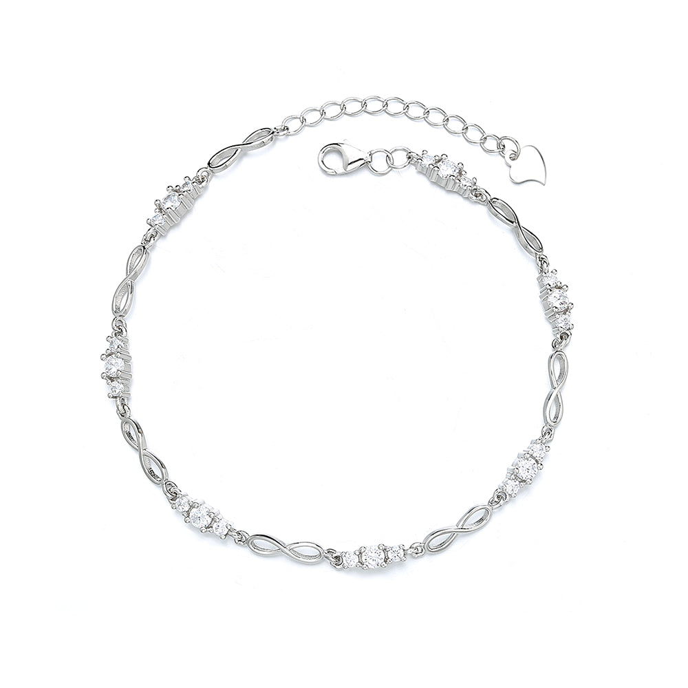 18K White Gold Plated Infinity Bracelet - Gallery 3