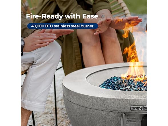 SereneLife SLNFBAL7 Propane Fire Pit Table