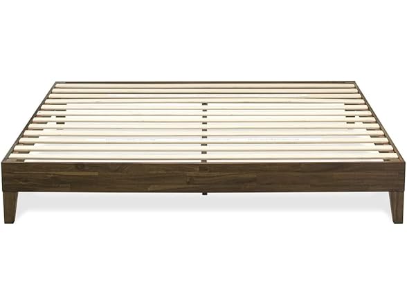 East West King Platform Bed Frame-Walnut