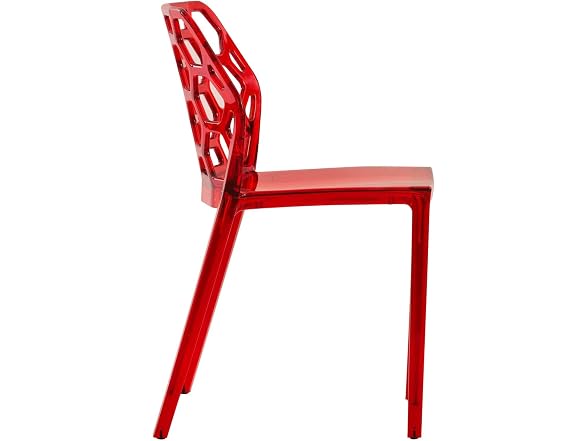 LeisureMod Dynamic Clear Acrylic Dining Chair Red