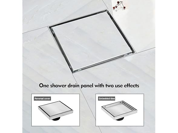 ELLO&ALLO 6 Inch Square Shower Drain Floor Drain