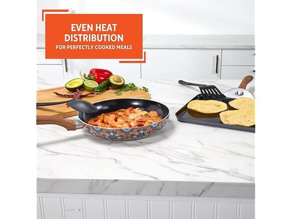 IMUSA Talavera Aluminum Black Ceramic Value Fry Pan & Square Griddle Set