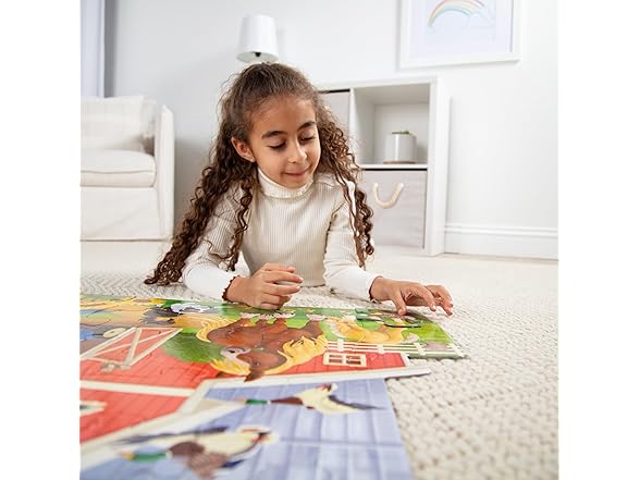 Melissa & Doug Busy Barn Shaped Jumbo Floor Puzzle, 32-Piece