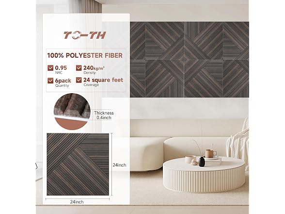 TO-TH Acoustic Panels Rustic Walnut
