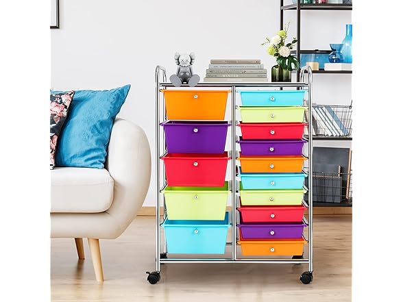 COSTWAY BC891225050046 15 Drawer Rolling Storage Cart