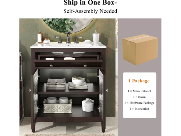 Christopher Knight Home Graham 30" Contemporary Vanity