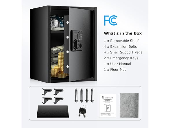 Bonsaii SF006 1.8 Cubic FeetHome Safe Box, Black (Open Box)