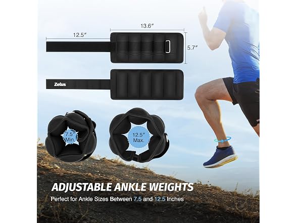 ZELUS 2x 5lbs Adjustable Ankle Weights