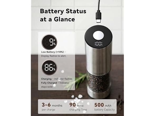 TOMEEM Electric Salt & Pepper Grinders