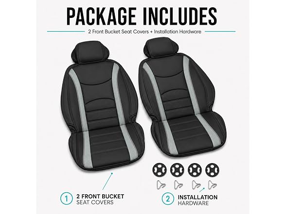FH Group Car Seat Covers Front Set Gray